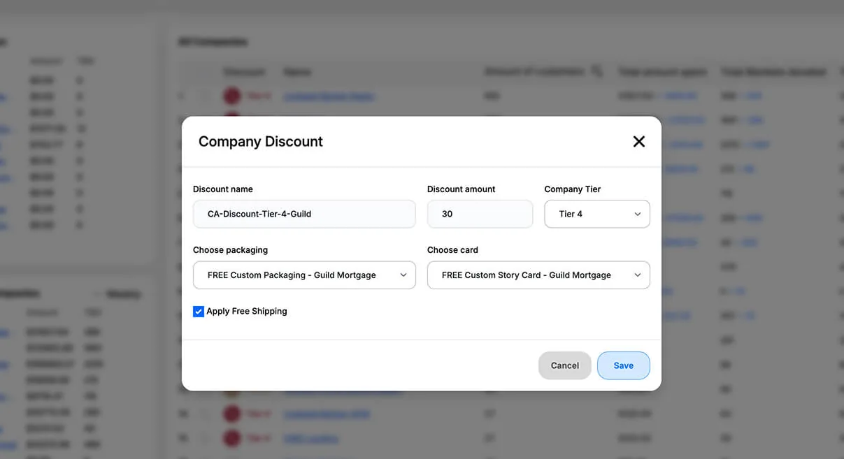Admin tier management and configuration view