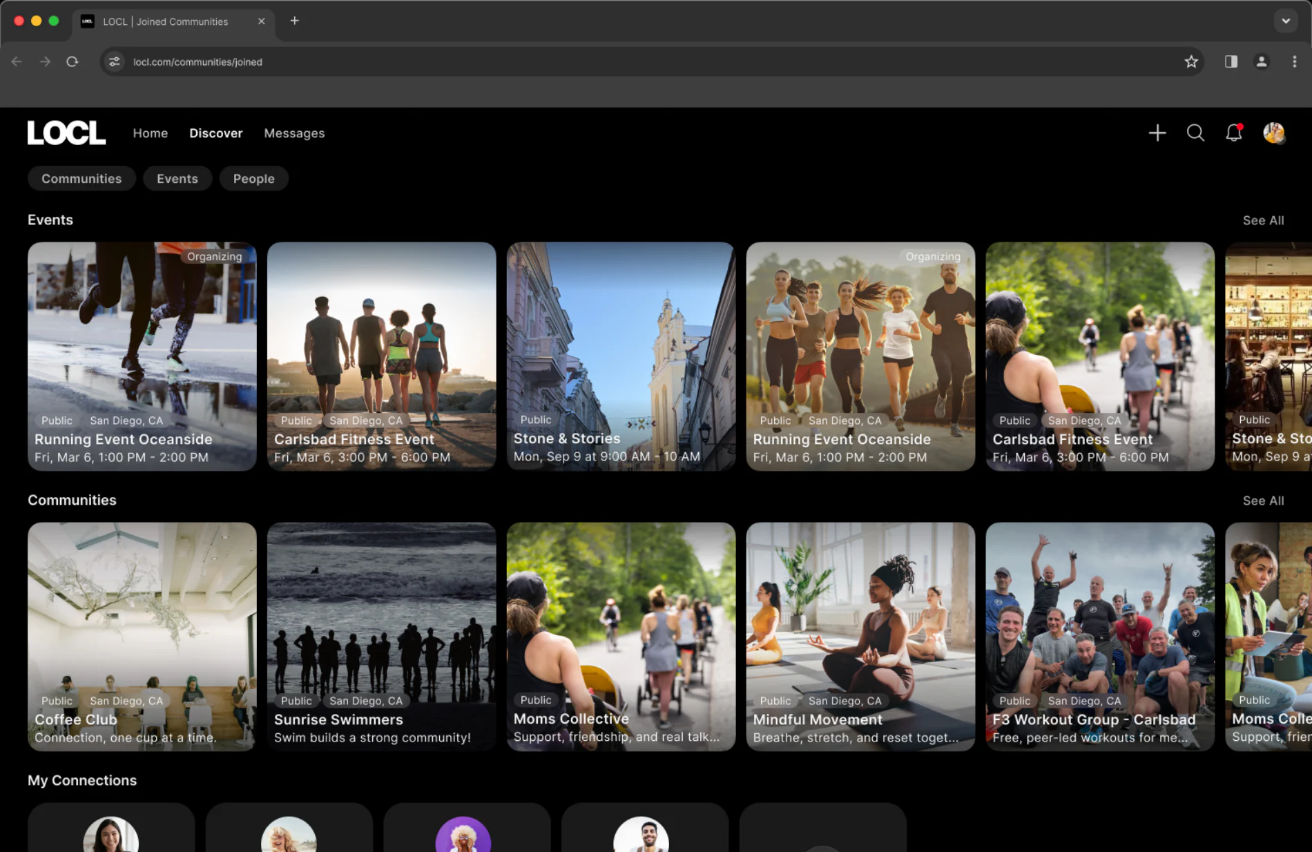 Discover on desktop: the same filters with a multi-column result grid