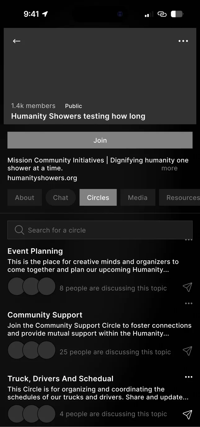 Community Circles: topic-based sub-threads within a community