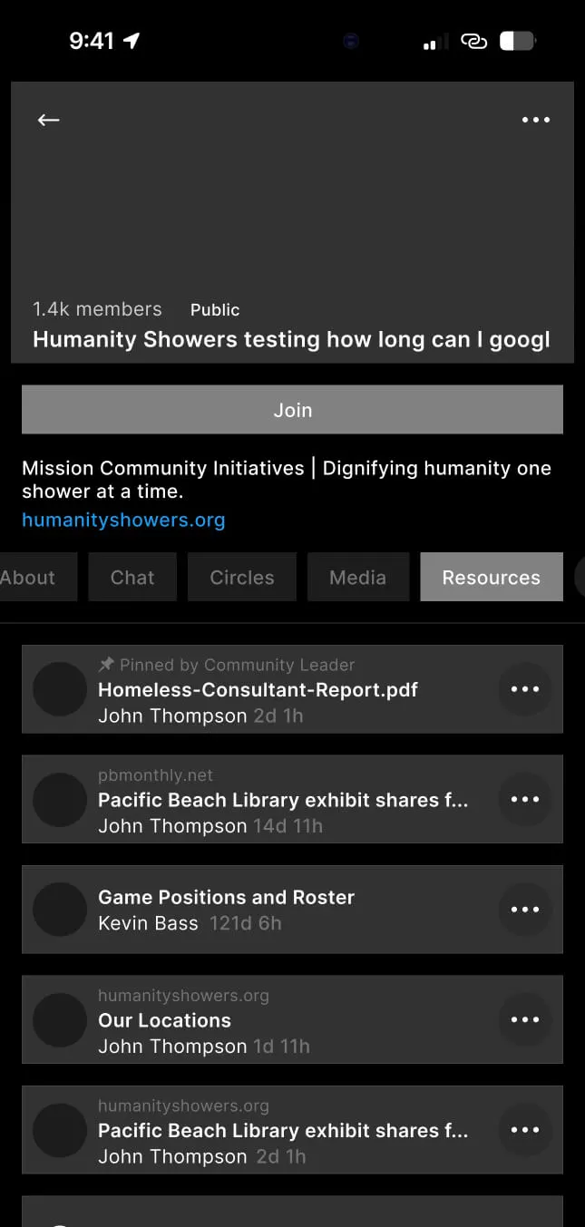 Community Resources: pinned files, articles, and curated links