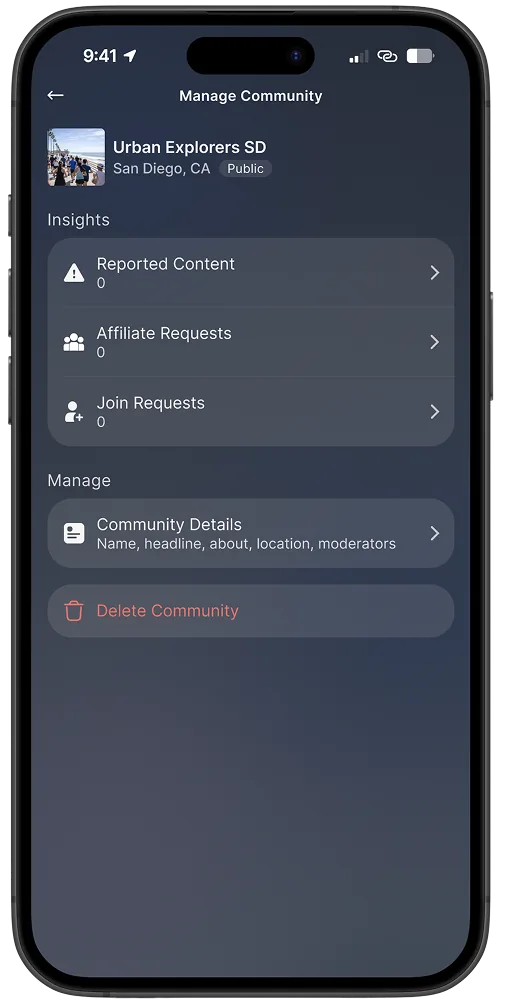 Manage community details