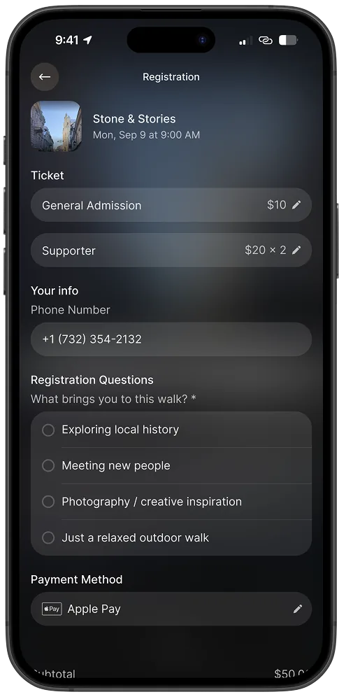 Multi-ticket registration