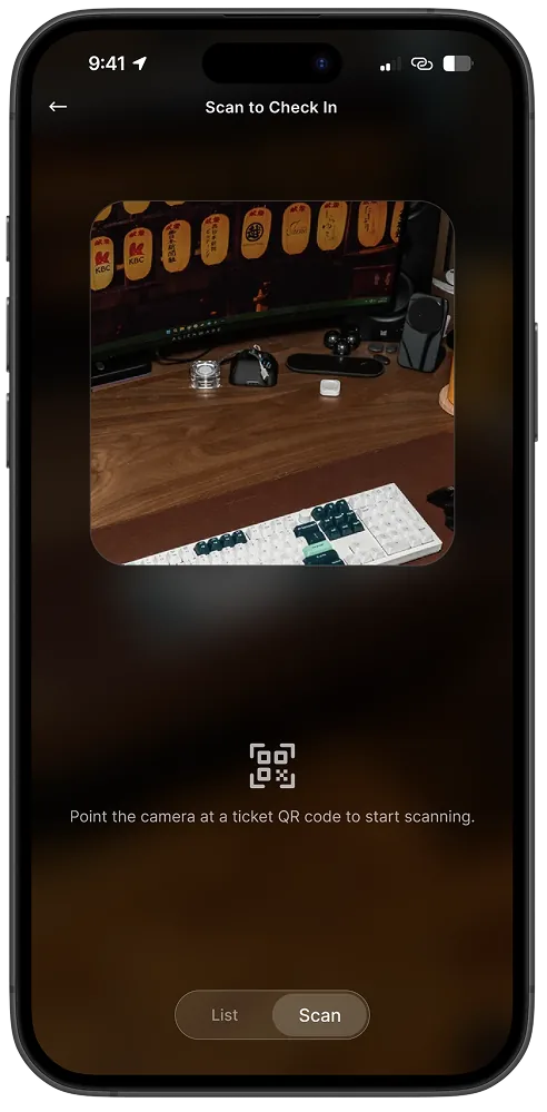 Check-in with camera scan